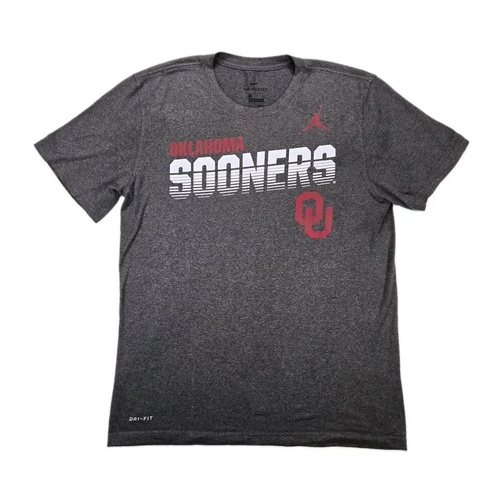 Mens Nike Jordan Oklahoma Sooners Dri-FIT Gray Performance T Shirt Medium OU